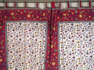 Lovely Pair of Hand Block Printed Cotton Curtains / Drapes in pale 