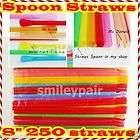 50 pcs spoon straw drinking smoothies cocktail straws colors free 