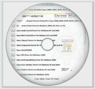 IBM T43 /p Laptop Drivers & Parts Repair Service Manual  