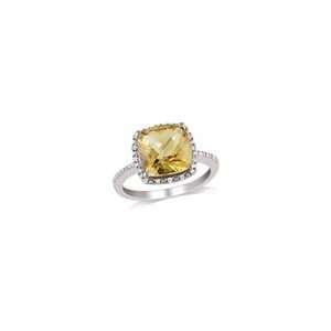 ZALES Diamond Frame Ring in Sterling Silver Cushion Cut Citrine and 1 