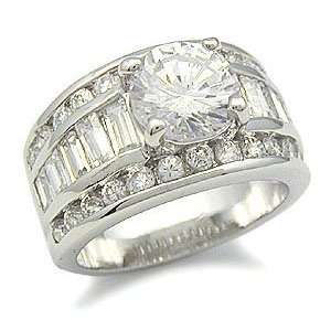  CZ Engagement Rings   Brilliant and Baguette Channel Set Cubic 