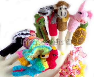 20 ZOO ANIMALs Finger Puppets, hand knitted, PERU  