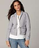    DKNY Jeans Jacket, Long Sleeve Single Button Utility Cropped 