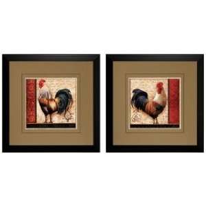  Set of 2 French Rooster 23 Square Illustrated Wall Art 