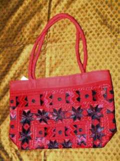  Sari Handbag Persian Red Banjara Mirrors Designer Purse Clothing