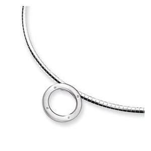  Sterling Silver & Diamond Circle Slide Necklace Jewelry