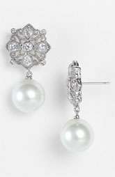 CZ by Kenneth Jay Lane Glass Pearl & Medallion Drop Earrings $78.00