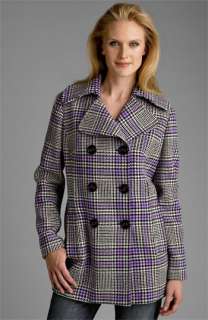 Nine West Plaid Peacoat  