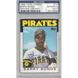 Barry Bonds Autographed 1986 Topps Traded Card PSA/DNA Slabbed 