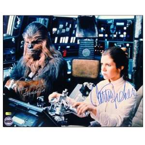 Carrie Fisher & Peter Mayhew Dual Signed Star Wars Millennium Falcon 