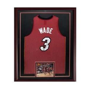 Dwyane Wade Autographed Jersey   Red #3 Deluxe Framed DWADE Holo
