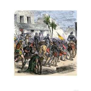 Hernando Cortes Met by Toltec Dignitaries on Arriving in Teotihuacan 