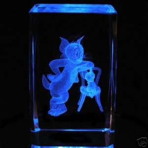  3D Etched Crystal Cube Tom & Jerry Cartoon Portrait 