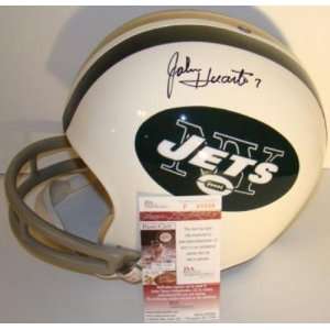  John Huarte Heis 64 SIGNED F/S JETS/NDAME Helmet JSA 