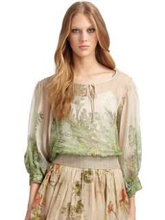 Alberta Ferretti   Sheer Foliage & Bird Blouse