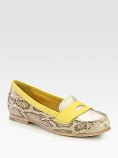 Cole Haan   Air Sloane Snake Print Metallic Leather Moccasin Loafers
