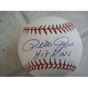 Autographed Pete Rose Ball   with hit King Inscription   Autographed 