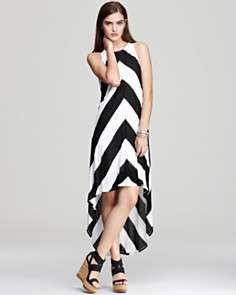 Ella Moss Dress   High/Low Striped Maxi