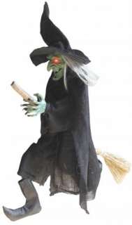 ANIMATED HANGING WITCH BROOM HALLOWEEN LIGHTS SOUND NEW  