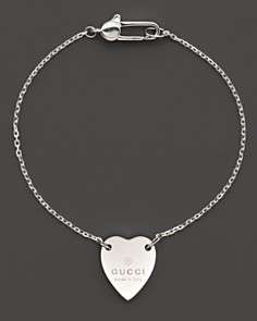 Gucci Sterling Silver Engraved Heart Bracelet