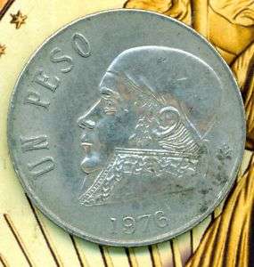 1976 ONE PESO MEXICO COIN UN PESO MEXICANO  