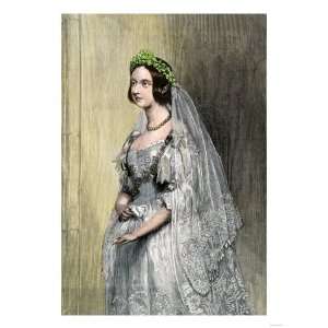Queen Victoria on Her Wedding Day Premium Poster Print, 12x16