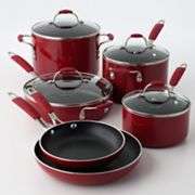 Cooking with Calphalon 10 pc. Red Enamel Cookware Set