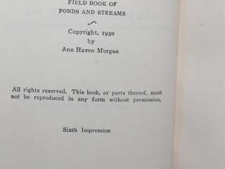 FIELD BOOK PONDS & STREAMS ANN HAVEN MORGAN 1930 VGC  