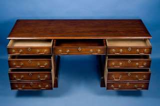 English Antique Style Oak Pedestal Credenza Desk  