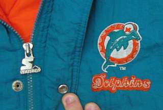 vtg MIAMI DOLPHINS 90s Starter Puffer Winter JACKET S embroidered nfl 