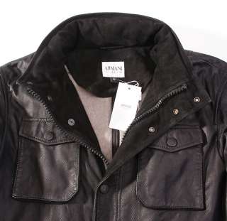   COLLEZIONI Detailed Black Lambskin Leather Jacket 40 R Medium M  