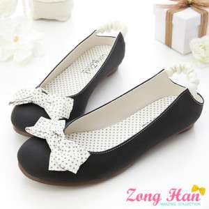 Womens Cute Bow Round Toe Flats Shoes Black Comfort  
