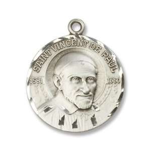 Sterling Silver St. Vincent De Paul Medal with 24 Stainless Silver 
