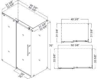 Dreamline Enigma X 33 X 60 X 76 Shower Enclosure, Brushed Stainless 