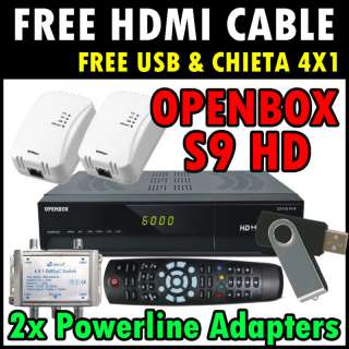 OPENBOX OPEN BOX S9 HD PVR FTA RECEIVER + 2X POWERLINE  