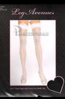 Leg Avenue Sheer Thigh High Stockings Garter Lace Top  