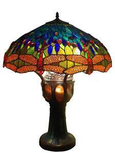 Tiffany Stained Glass Table Lamp Lamps Dragonfly Style  