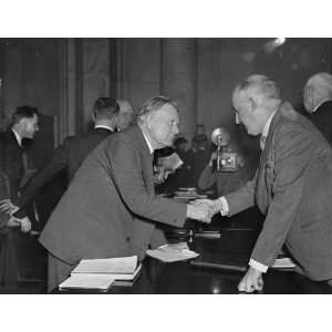  Borah greets Moley. Washington, D.C., March 23. Senator William E 