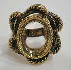   sz 7 flower ring   SS and 14K gold fill Ring   Antiqued, Rope, beads