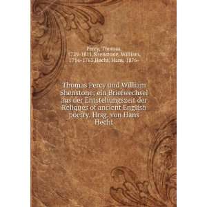  Thomas Percy und William Shenstone; ein Briefwechsel aus 