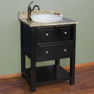 24 Black Vanity Cabinet w/ Santa Cecilia Granite Top  