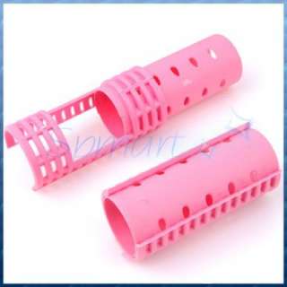 8pcs Magic Plastic Hair Styling Roller Curler Tool Pink  