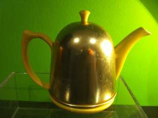 Vintage Hall China Art Deco Cozy Cover Yellow Teapot & Metal Cozy 