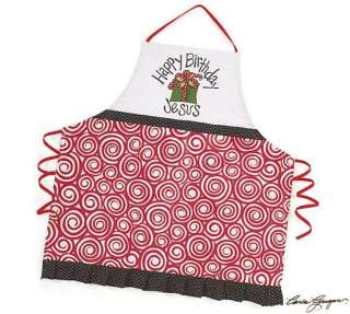 Happy Birthday Jesus Christmas Apron Red Black Holiday Cooking Gift 