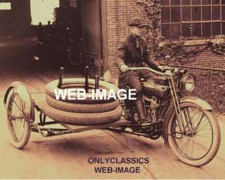 1920 TIRE SHOP  MOTORCYCLE SIDECAR DELIVERY TRUCK PHOTO  