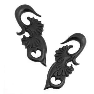 4g 5mm Buffalo Horn Ear Gauges Plugs with Heart Hanging Tribal Wings 
