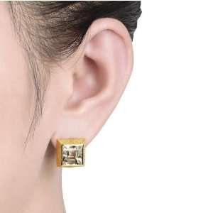 Yellow Silver 9 1/5 CT TGW 10 x 10 mm Square Citrine Ear Pin Earrings