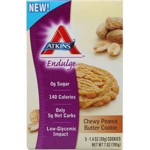 Atkins Endulge Cookies Chewy Peanut Butter 5 Packets 