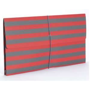  Semikolon Striped Legal Size Envelope File, Red/Grey 