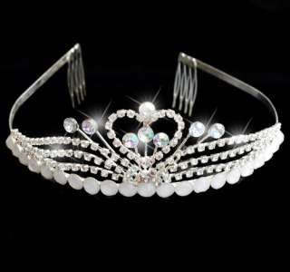   Rhinestone Crown Comb Wedding Bridal Tiara Headband Silver Plated Hot